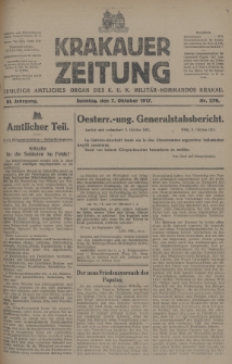 Krakauer Zeitung : zugleich amtliches Organ des K. U. K. Militär-Kommandos Krakau. 1917, nr 279
