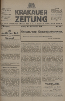 Krakauer Zeitung : zugleich amtliches Organ des K. U. K. Militär-Kommandos Krakau. 1917, nr 284