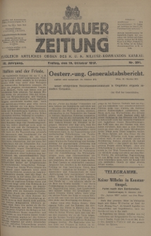 Krakauer Zeitung : zugleich amtliches Organ des K. U. K. Militär-Kommandos Krakau. 1917, nr 291