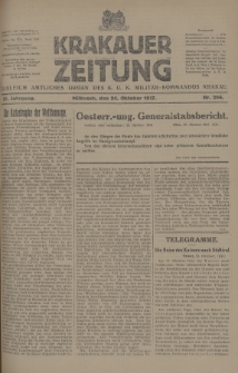 Krakauer Zeitung : zugleich amtliches Organ des K. U. K. Militär-Kommandos Krakau. 1917, nr 296