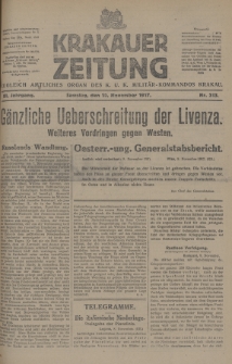 Krakauer Zeitung : zugleich amtliches Organ des K. U. K. Militär-Kommandos Krakau. 1917, nr 313