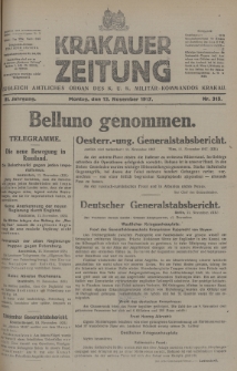 Krakauer Zeitung : zugleich amtliches Organ des K. U. K. Militär-Kommandos Krakau. 1917, nr 315
