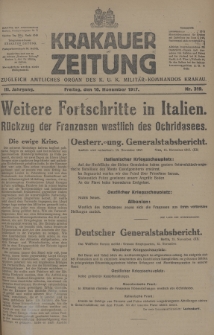 Krakauer Zeitung : zugleich amtliches Organ des K. U. K. Militär-Kommandos Krakau. 1917, nr 319