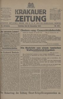 Krakauer Zeitung : zugleich amtliches Organ des K. U. K. Militär-Kommandos Krakau. 1917, nr 327