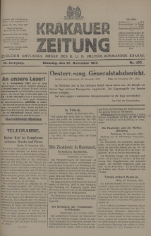 Krakauer Zeitung : zugleich amtliches Organ des K. U. K. Militär-Kommandos Krakau. 1917, nr 330