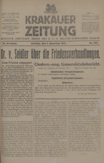 Krakauer Zeitung : zugleich amtliches Organ des K. U. K. Militär-Kommandos Krakau. 1917, nr 334
