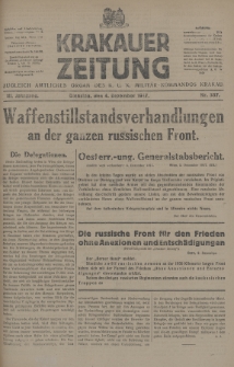 Krakauer Zeitung : zugleich amtliches Organ des K. U. K. Militär-Kommandos Krakau. 1917, nr 337