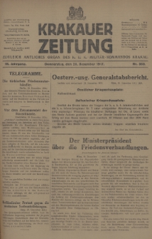 Krakauer Zeitung : zugleich amtliches Organ des K. U. K. Militär-Kommandos Krakau. 1917, nr 353
