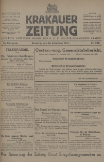 Krakauer Zeitung : zugleich amtliches Organ des K. U. K. Militär-Kommandos Krakau. 1917, nr 355