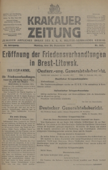 Krakauer Zeitung : zugleich amtliches Organ des K. U. K. Militär-Kommandos Krakau. 1917, nr 357