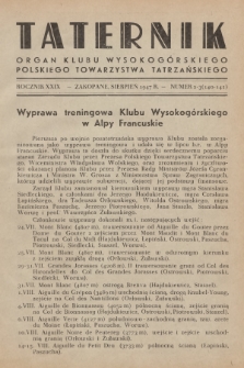 Taternik : organ Klubu Wysokogórskiego Polskiego Towarzystwa Tatrzańskiego. R.29, 1947, nr 2-3
