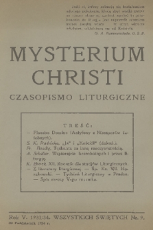Mysterium Christi : czasopismo liturgiczne. R. 5, 1934, nr 9