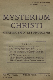 Mysterium Christi : czasopismo liturgiczne. R. 6, 1935, nr 3
