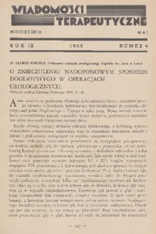 Wiadomości Terapeutyczne. R. 9, 1938, nr 4