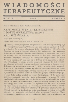 Wiadomości Terapeutyczne. R. 11, 1940, nr 2
