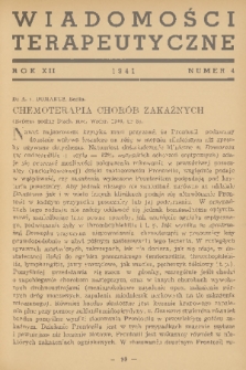 Wiadomości Terapeutyczne. R. 12, 1941, nr 4