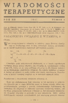 Wiadomości Terapeutyczne. R. 12, 1941, nr 5