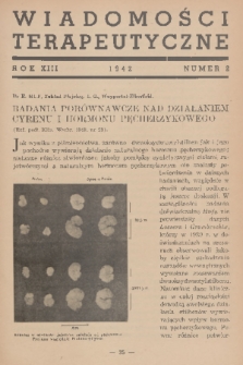 Wiadomości Terapeutyczne. R. 13, 1942, nr 2