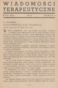 Wiadomości Terapeutyczne. R. 13, 1942, nr 3
