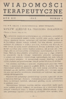 Wiadomości Terapeutyczne. R. 13, 1942, nr 4