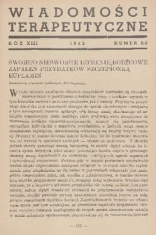 Wiadomości Terapeutyczne. R. 13, 1942, nr 8-9