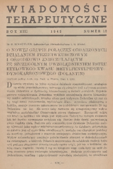 Wiadomości Terapeutyczne. R. 13, 1942, nr 10