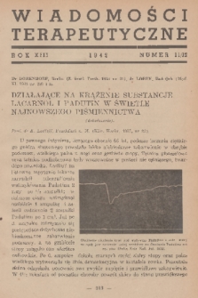 Wiadomości Terapeutyczne. R. 13, 1942, nr 11-12