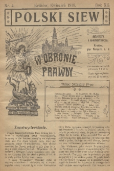 Polski Siew : w obronie prawdy. R. 12, 1918, nr 4