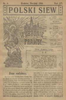 Polski Siew : w obronie prawdy. R. 12, 1918, nr 8
