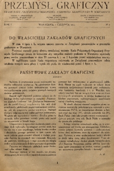 Przemysł Graficzny : organ Rady Połączonych Organizacji Przemysłu Graficznego w Warszawie. R. 1, 1924, nr 7