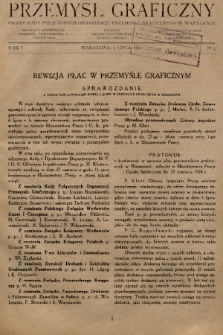Przemysł Graficzny : organ Rady Połączonych Organizacji Przemysłu Graficznego w Warszawie. R. 1, 1924, nr 9