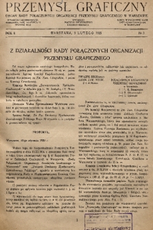 Przemysł Graficzny : organ Rady Połączonych Organizacji Przemysłu Graficznego w Warszawie. R. 2, 1925, nr 3