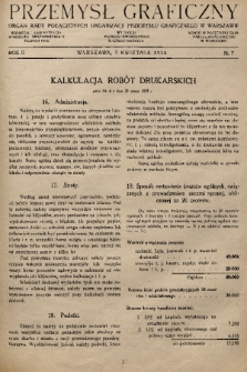 Przemysł Graficzny : organ Rady Połączonych Organizacji Przemysłu Graficznego w Warszawie. R. 2, 1925, nr 7