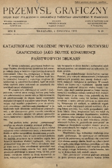 Przemysł Graficzny : organ Rady Połączonych Organizacji Przemysłu Graficznego w Warszawie. R. 2, 1925, nr 20