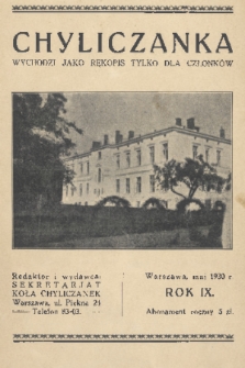 Chyliczanka. R. 9, 1930, nr 1