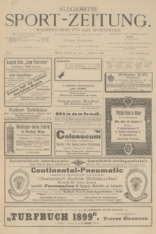 Allgemeine Sport-Zeitung : Wochenschrift für alle Sportzweige. Jg.20, 1899, No. 1