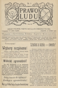 Prawo Ludu : organ Polskiej Partyi Socyalno-Demokratycznej. R.10, 1907, nr 8