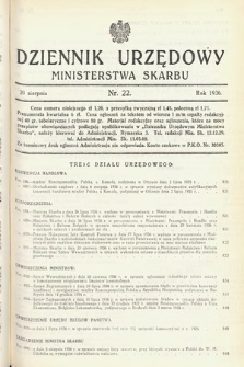 Dziennik Urzędowy Ministerstwa Skarbu. 1936, nr 22