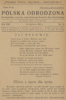 Polska Odrodzona : dwutygodnik : naczelny organ Polskiego Kościoła Staro-Katolickiego. R.13, 1935, nr 12
