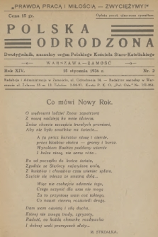Polska Odrodzona : dwutygodnik : naczelny organ Polskiego Kościoła Staro-Katolickiego. R.14, 1936, nr 2
