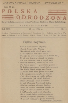 Polska Odrodzona : dwutygodnik : naczelny organ Polskiego Kościoła Staro-Katolickiego. R.14, 1936, nr 4