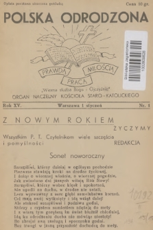 Polska Odrodzona : organ naczelny Kościoła Staro-Katolickiego. R.15, 1937, nr 1