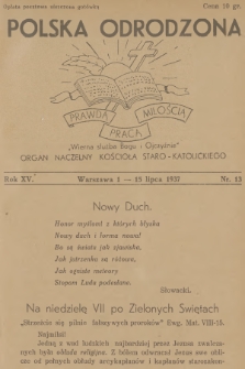 Polska Odrodzona : organ naczelny Kościoła Staro-Katolickiego. R.15, 1937, nr 13