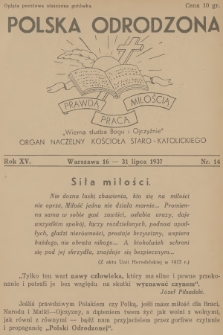 Polska Odrodzona : organ naczelny Kościoła Staro-Katolickiego. R.15, 1937, nr 14