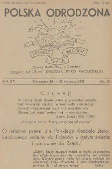 Polska Odrodzona : organ naczelny Kościoła Staro-Katolickiego. R.15, 1937, nr 16