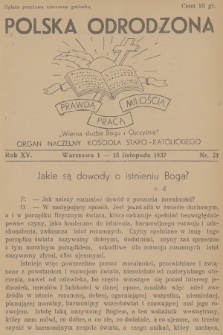 Polska Odrodzona : organ naczelny Kościoła Staro-Katolickiego. R.15, 1937, nr 21