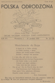 Polska Odrodzona : organ naczelny Kościoła Staro-Katolickiego. R.15, 1937, nr 22-23