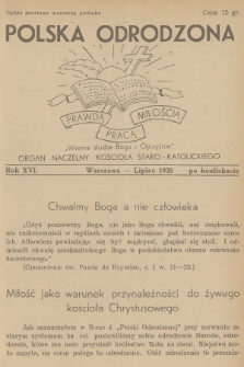 Polska Odrodzona : organ naczelny Kościoła Staro-Katolickiego. R.16, 1938, [nr 7] - po konfiskacie