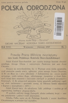 Polska Odrodzona : organ naczelny Kościoła Staro-Katolickiego. R.17, 1939, nr 1 + wkładka