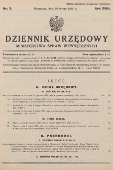 Dziennik Urzędowy Ministerstwa Spraw Wewnętrznych. 1935, nr 5